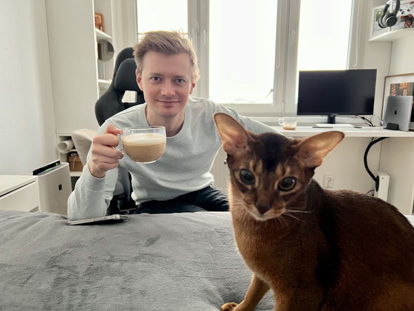 Nikolay Gerasimov with funny cat Max